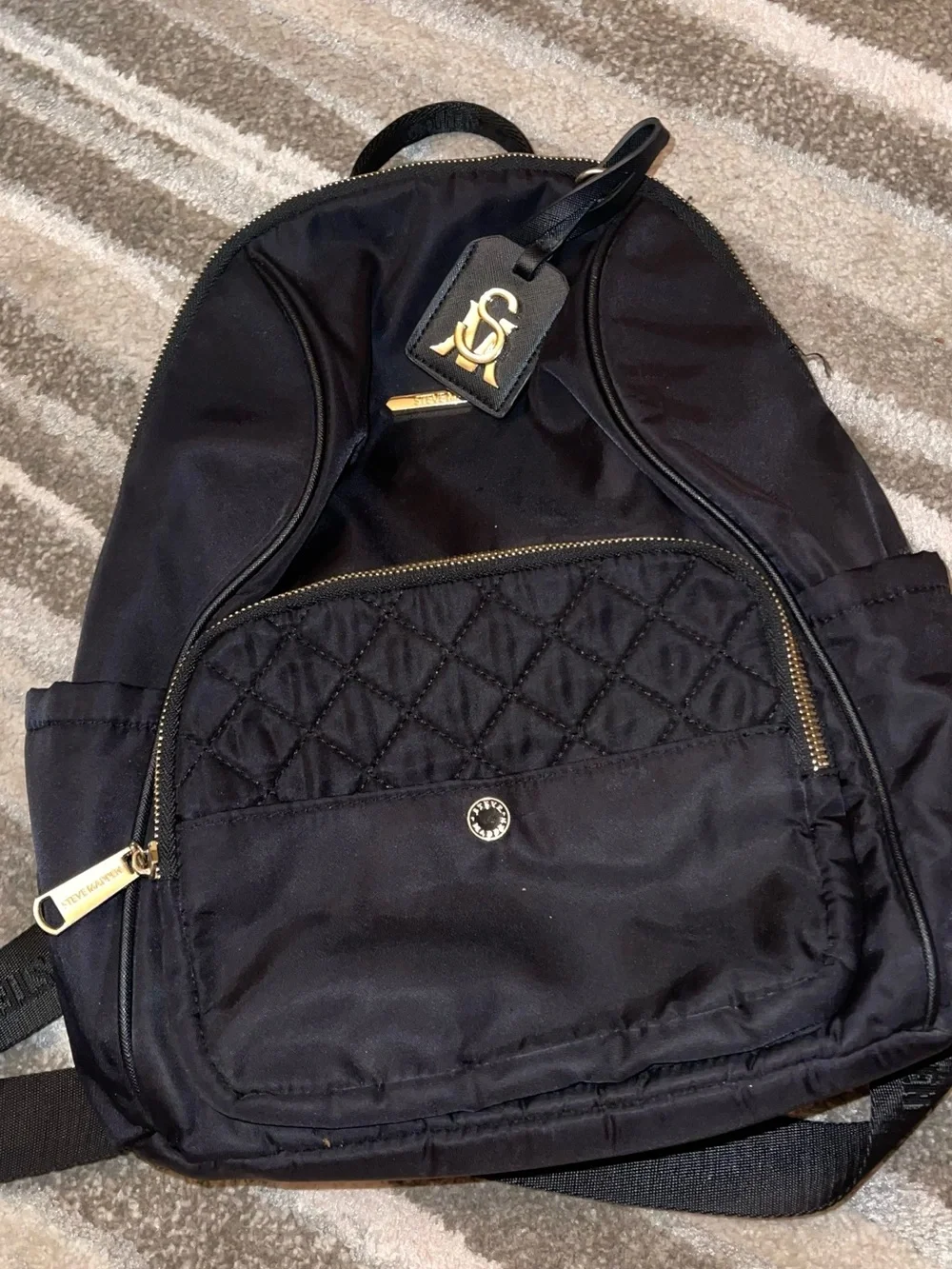Steve Madden Black Backpack with Gold Hardware